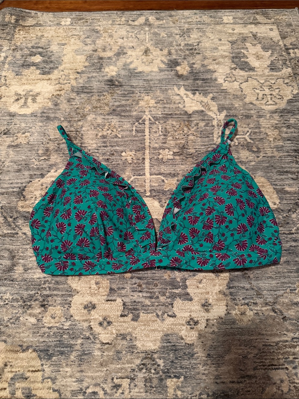 Green Floral Triangle Bralette